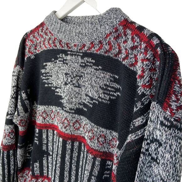 Vintage Fashion Police Patterned Grandpa Sweater - Men's Size L - Picture 2 of 5